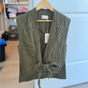 Flannel front tie quilted vest